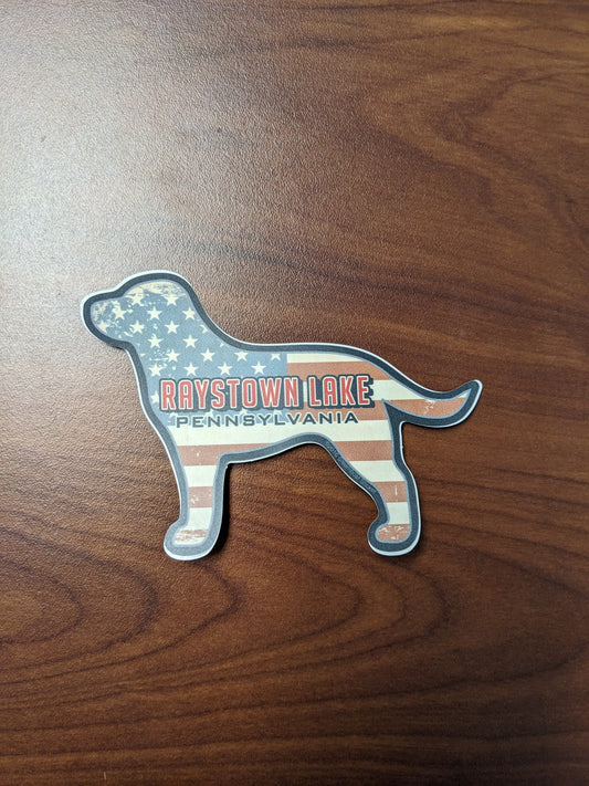 Raystown Lake Flag Dog Sticker